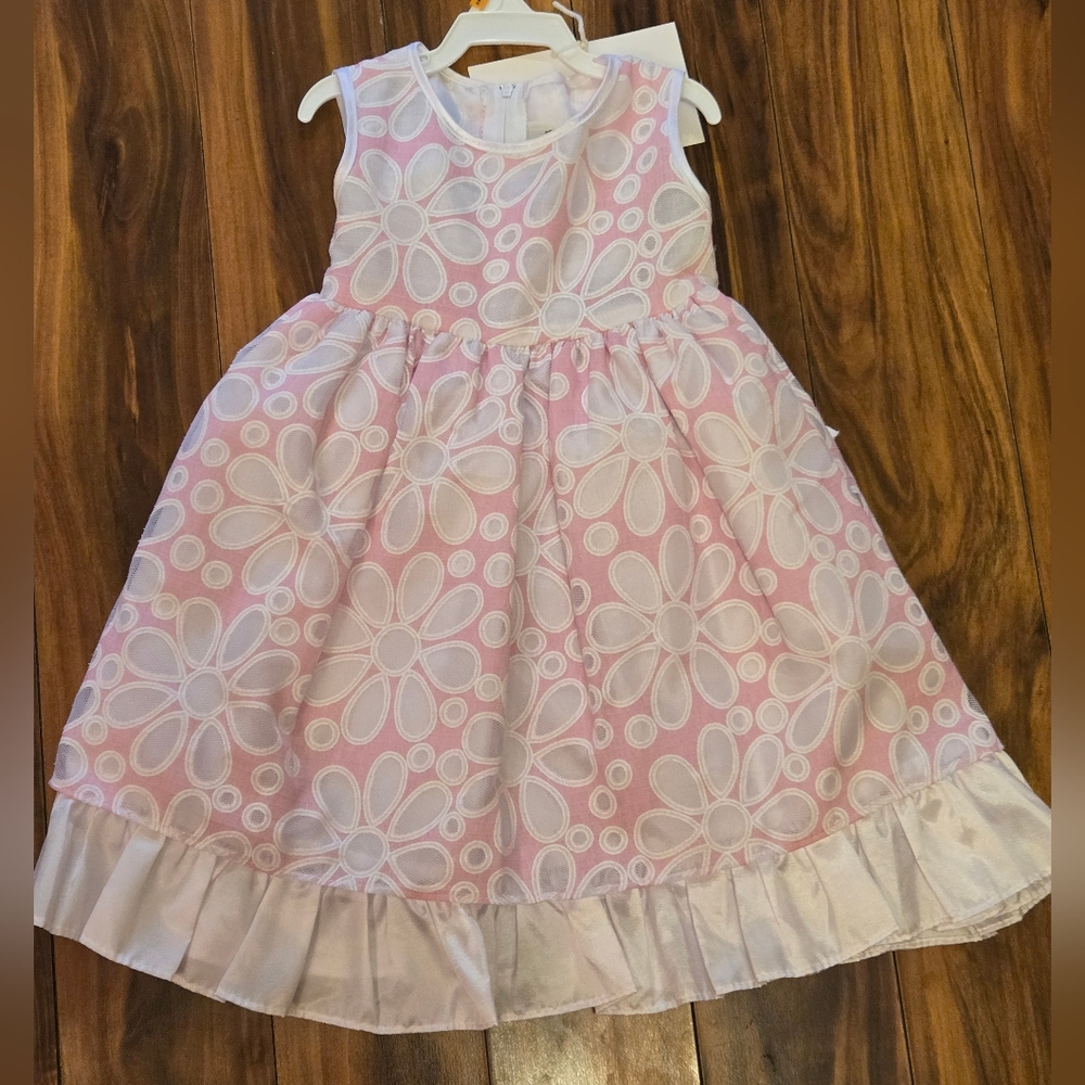 Crayon Kids Pink and White Floral Dress